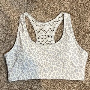 Zyia Gray & White Leopard Bomber Bra size L